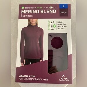 Paradox Womens’ 1/4 Zip Merino Blend Base Layer Top size large